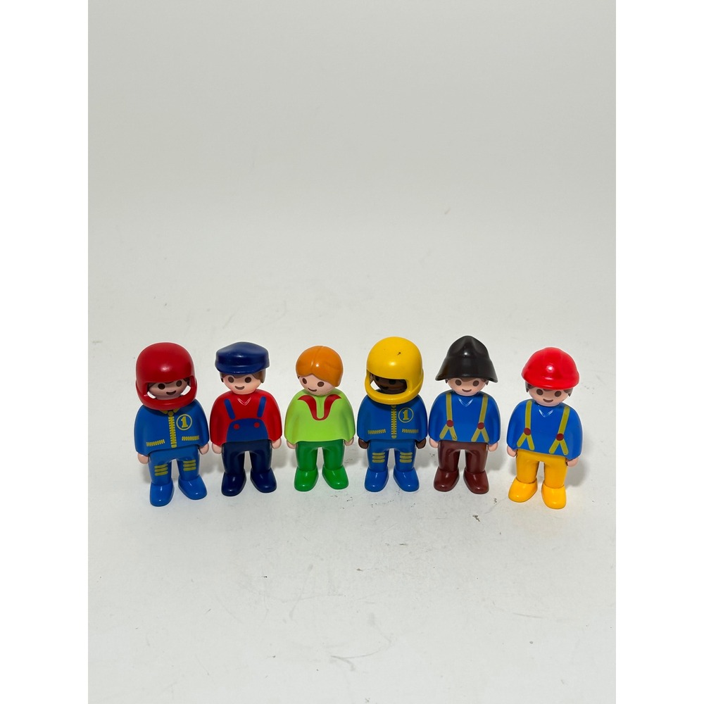 Playmobil‎ 1.2.3 Figures Lot of 6 Vintage Toddler Race Car Driver Worker People